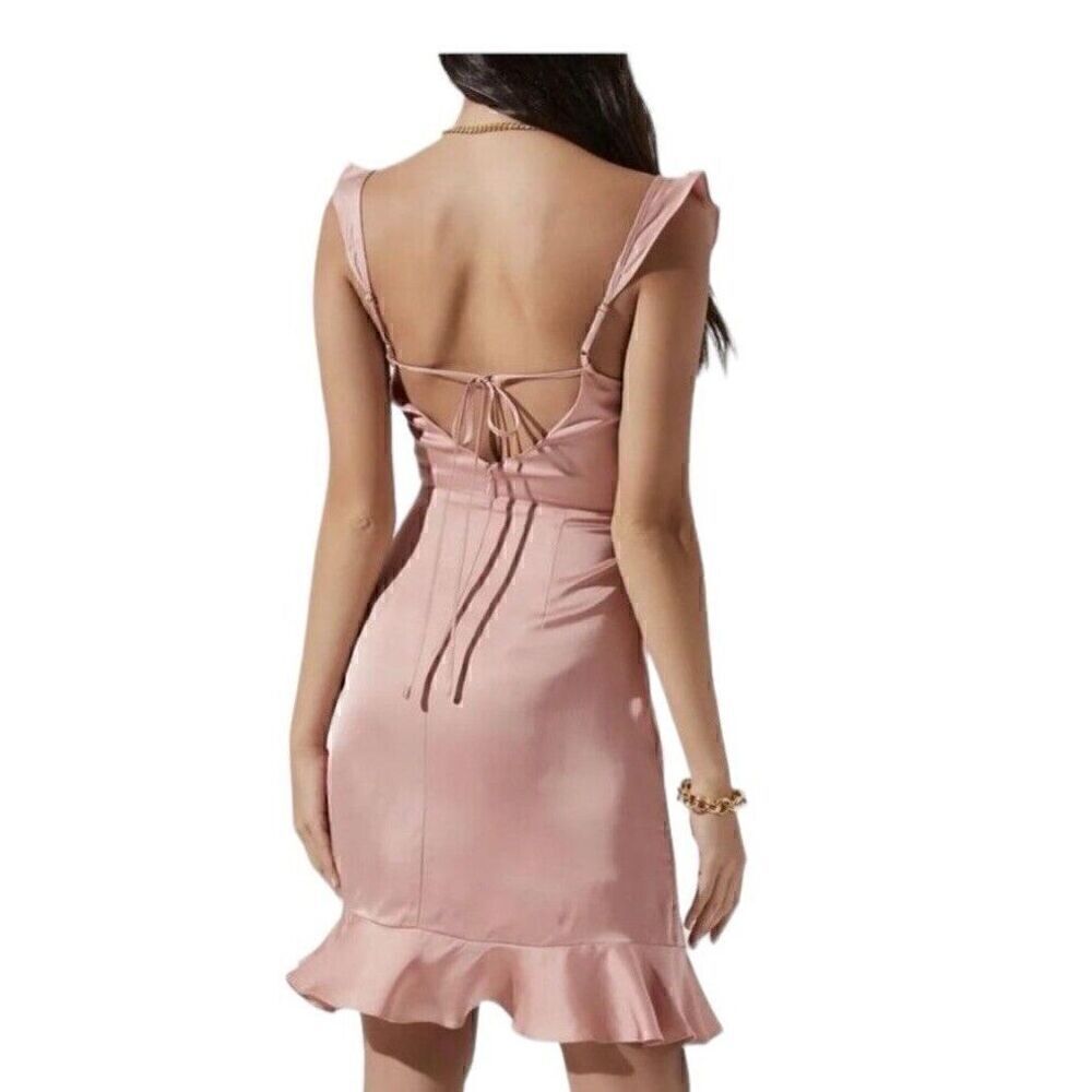 ASTR The Label Maria Ruffle Mini Rose Dress Size Large - Picture 2 of 6